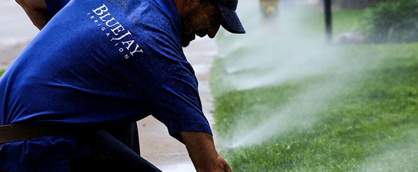 Blue Jay Employee Working On Sprinkler System