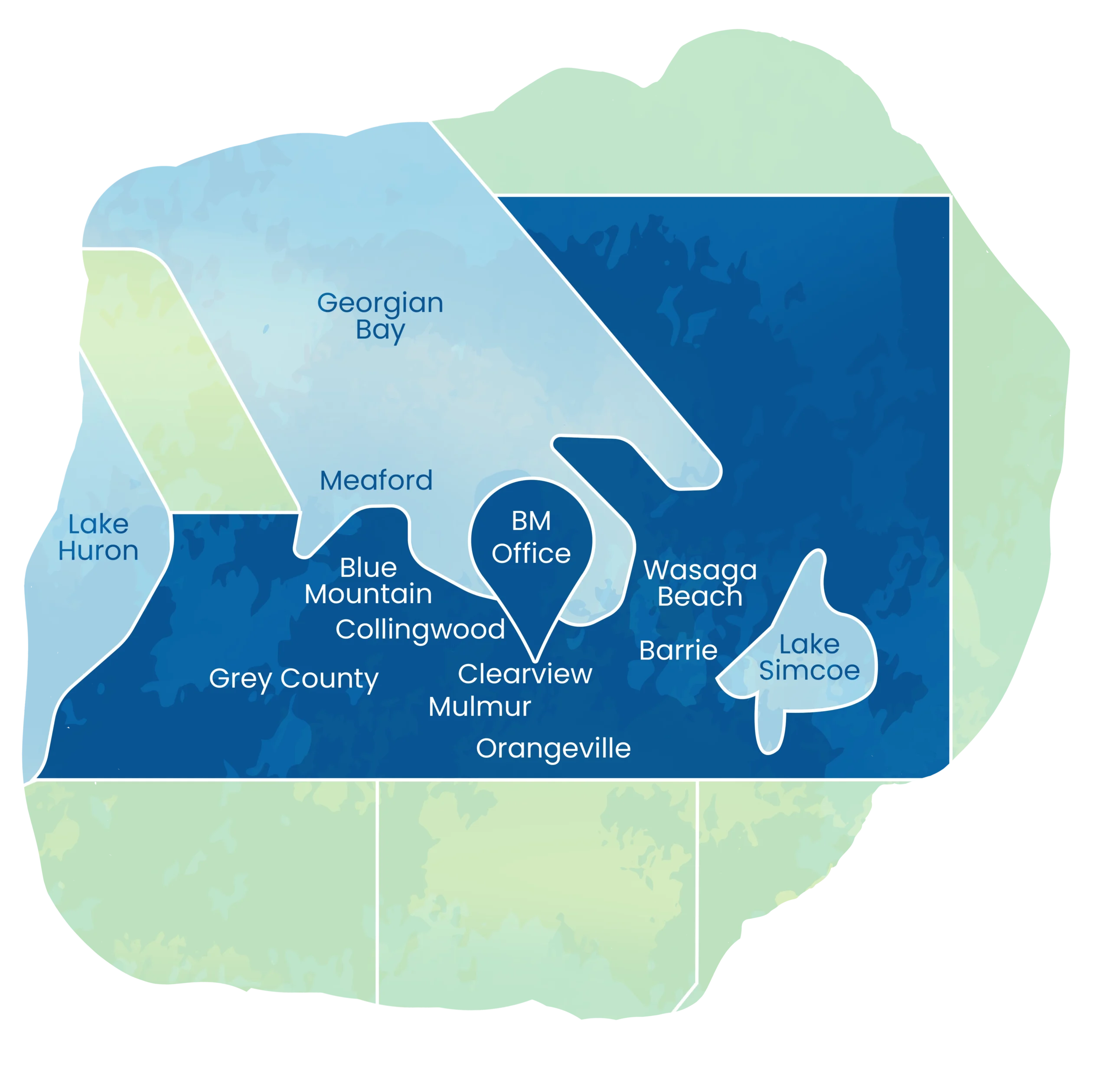 Map of Service Region for Blue Mountain location