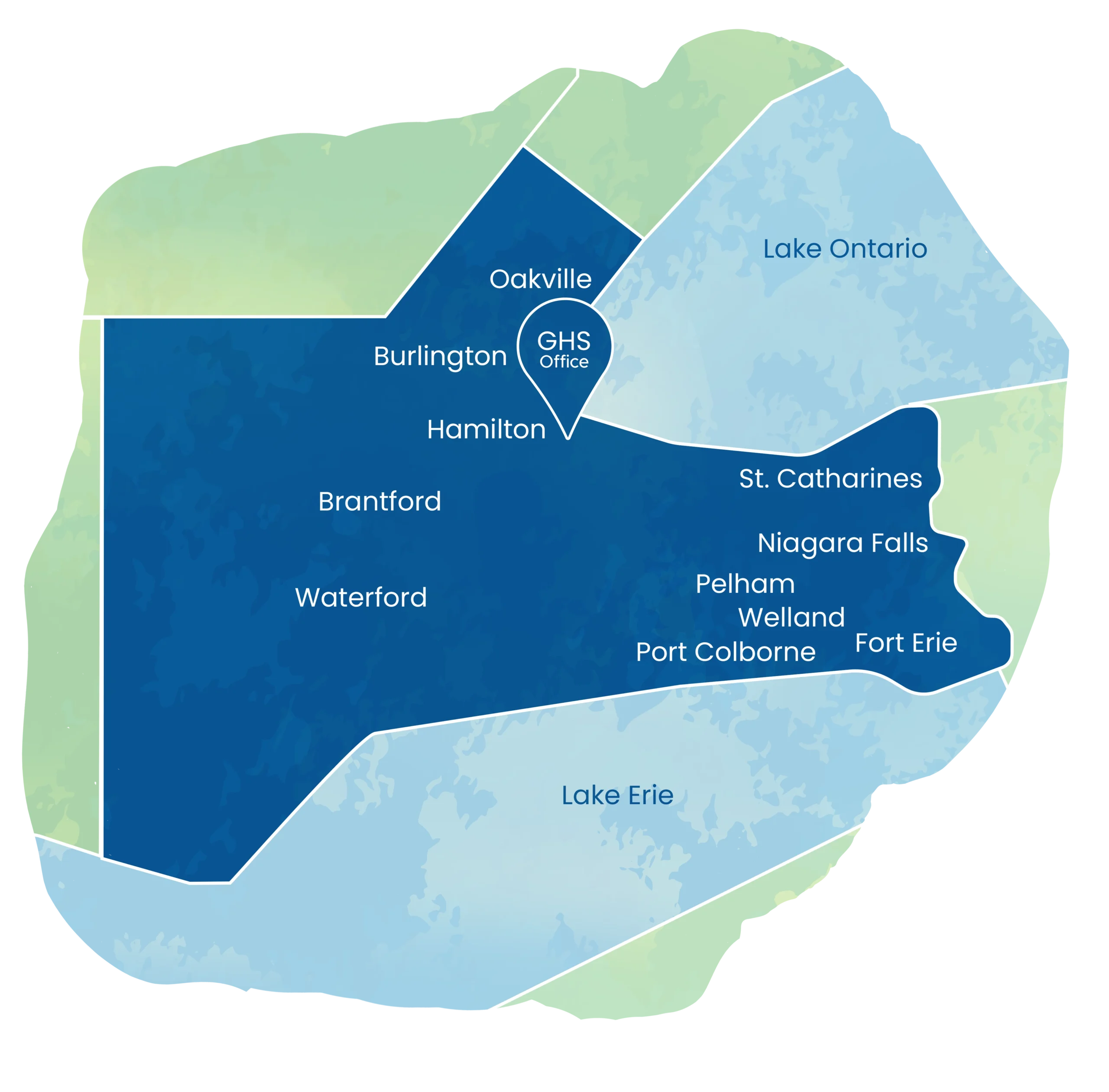 Map of Service Areas in the Golden Horseshoe Region