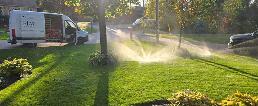 Service Technicians Winterizing on the front yard of a house