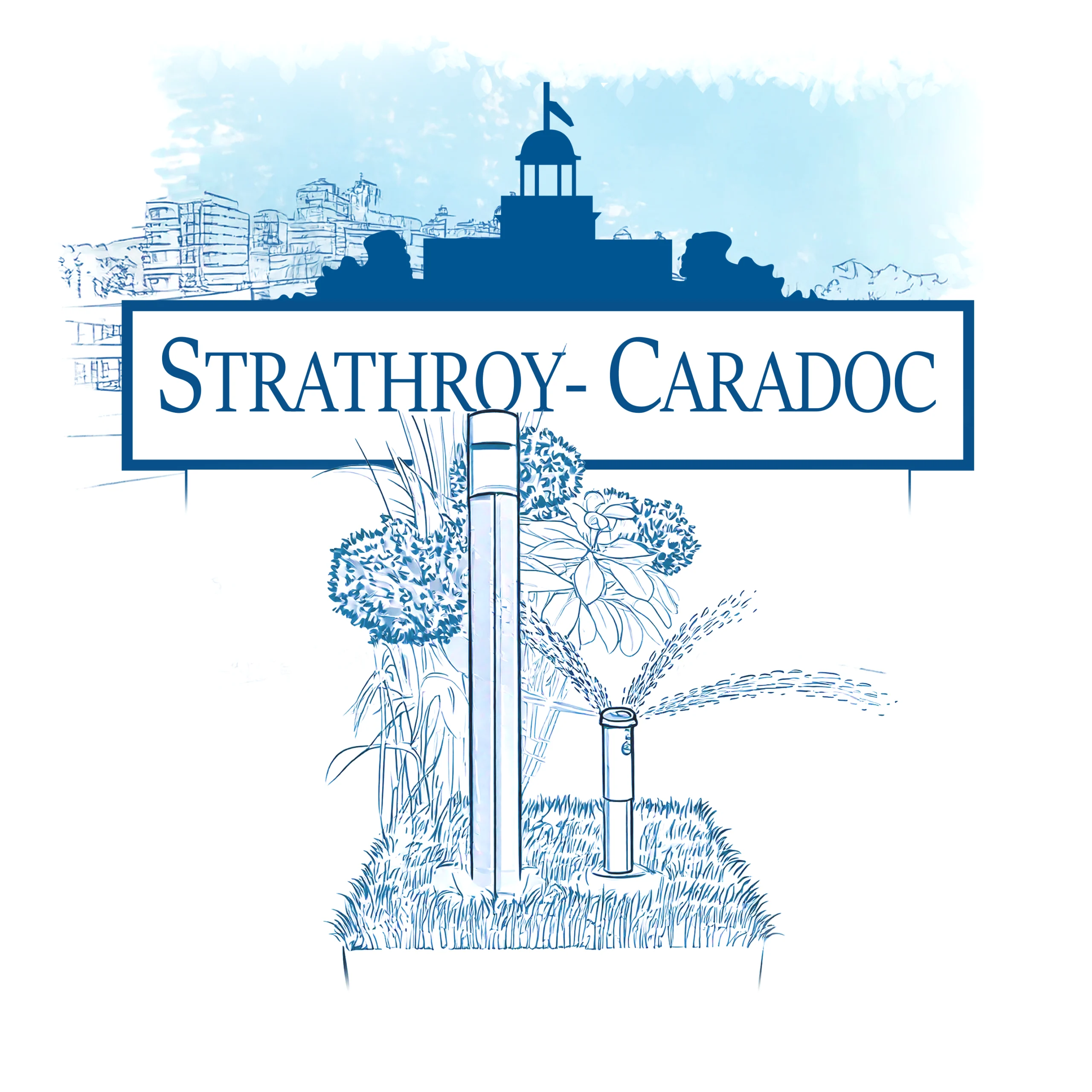 Line art of Strathroy-Caradoc Town Sign